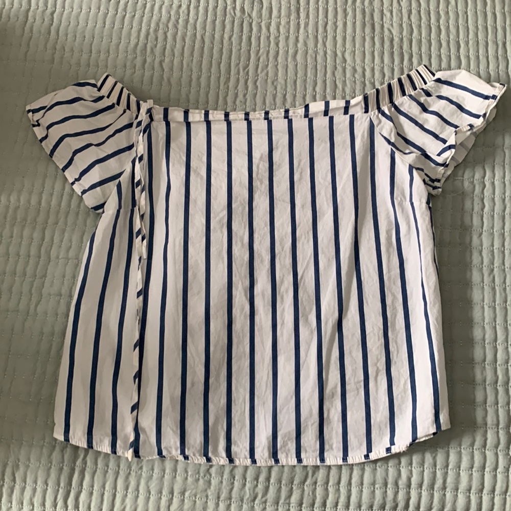 White and blue striped shirt